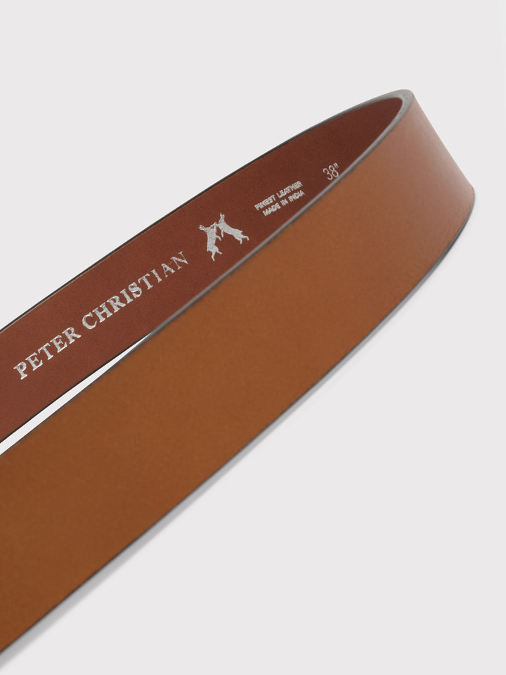 Mens Tan Essential Leather Belt Inside Details