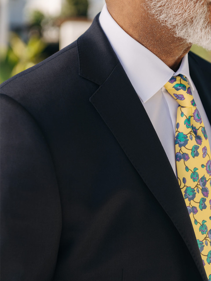 Collar of Mens Navy Voyager Lounge Suit Jacket
