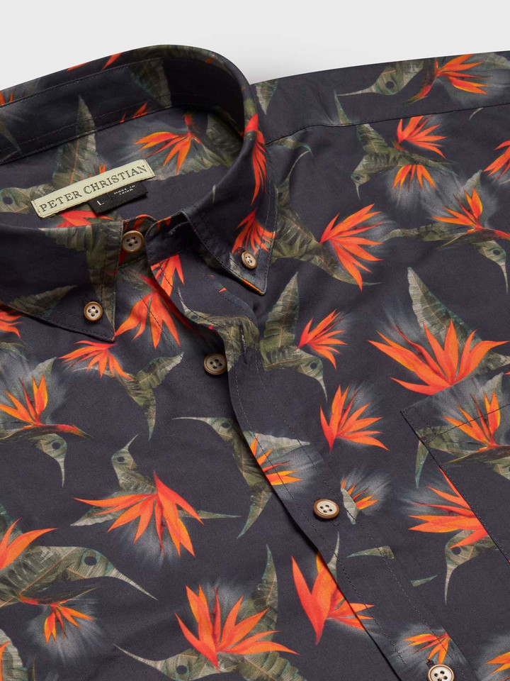 Navy Hummingbird Hawaiian Shirt