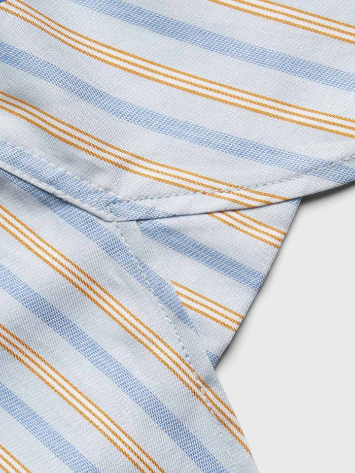 Mens Blue and Gold Egyptian Cotton Long Sleeve Shirt Gusset