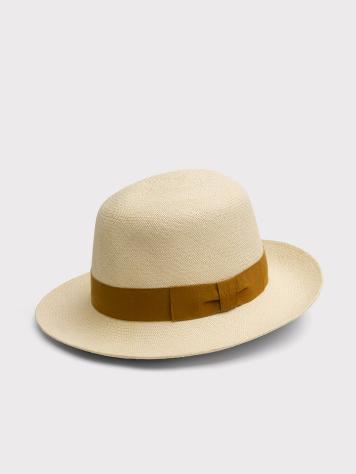 Mens Natural Folder Superfine Panama Hat Tipped Front Angle