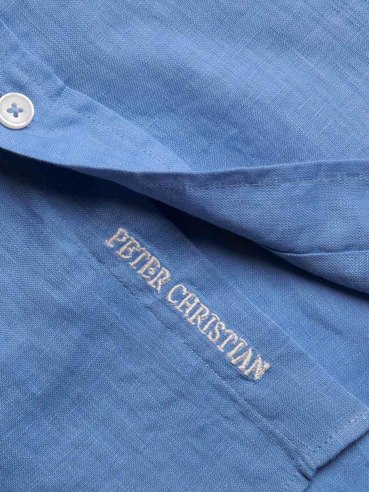 Blue Linen Nehru Shirt