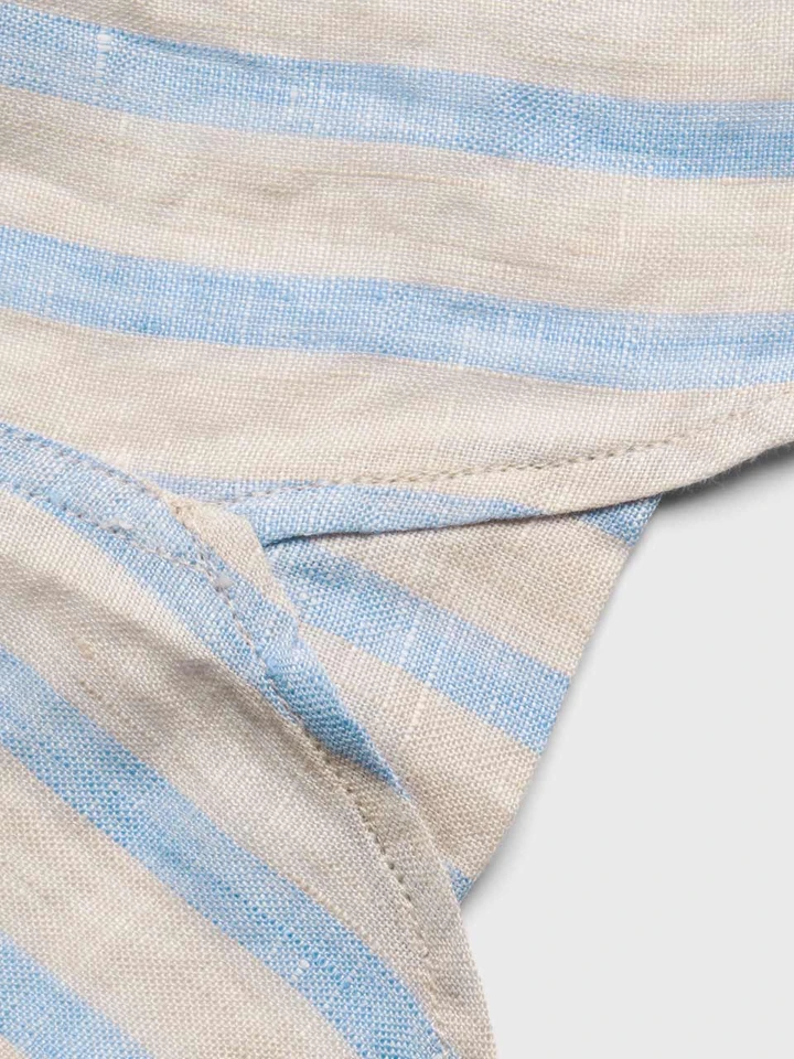 Blue & Natural Stripe Linen Nehru Shirt