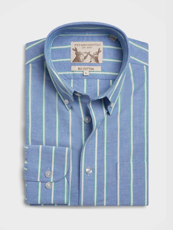 Blue/Green Cotton Oxford Shirt