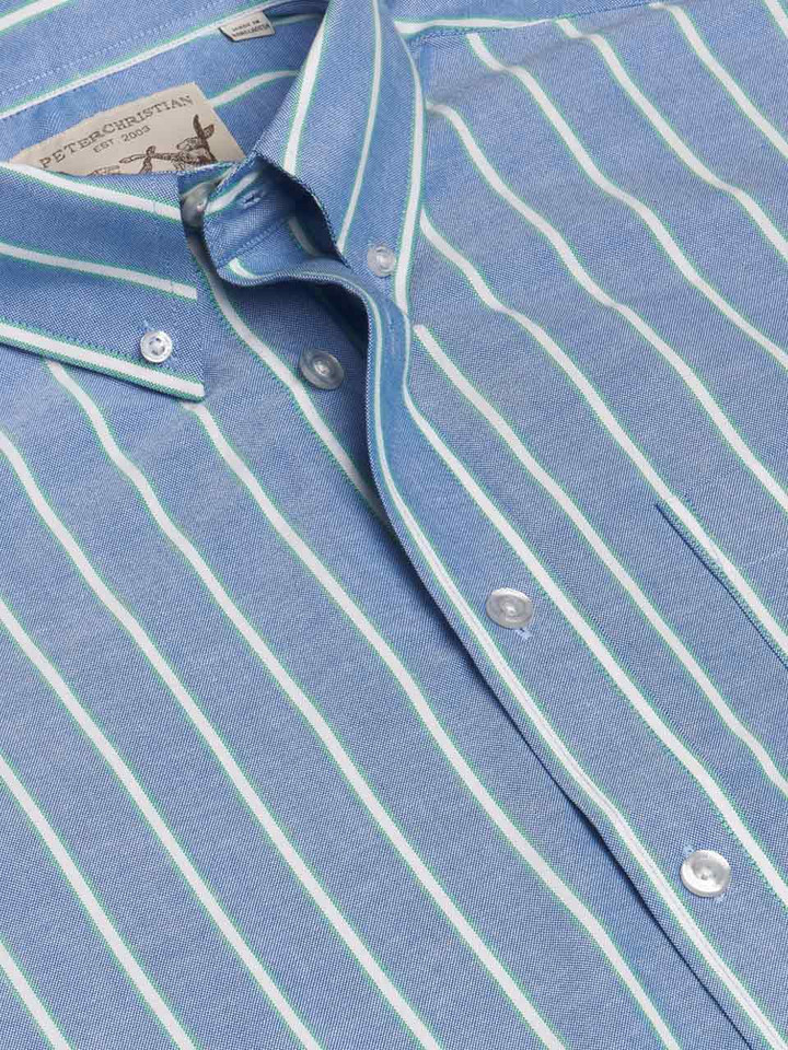 Blue/Green Short Sleeve Cotton Oxford Shirt
