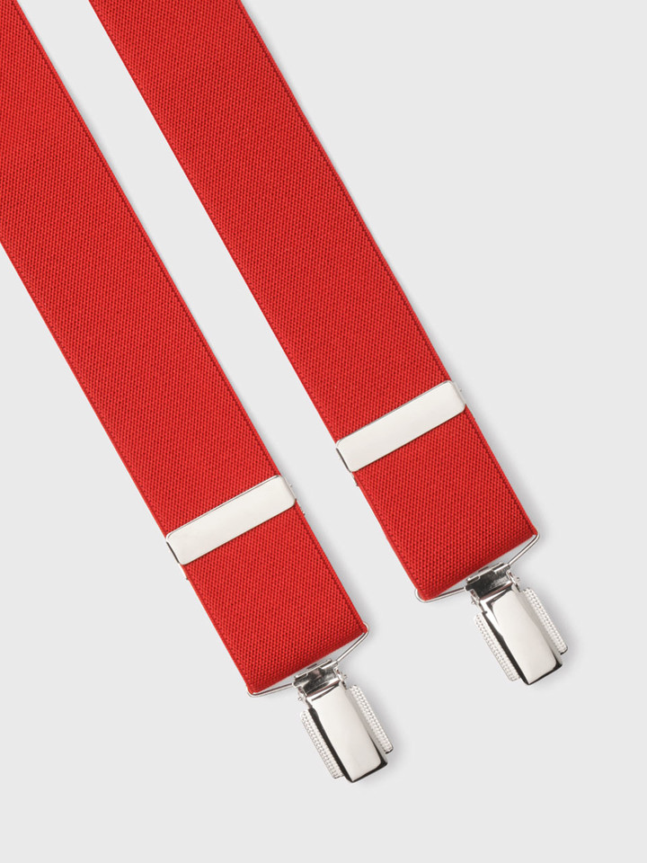Men's Red Elasticated Suspenders