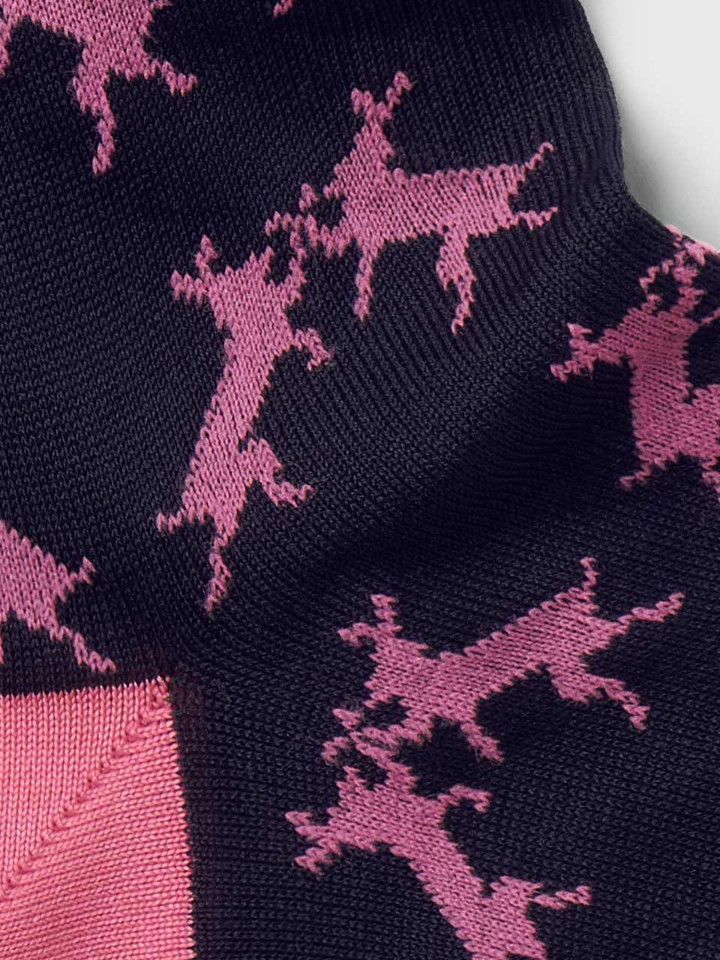 Detail of Mens Pink and Navy Mercerized Cotton Boxing Hares Socks