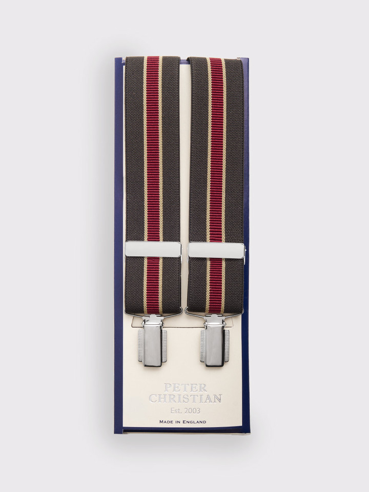 Green and Burgundy Stripe Braces Box