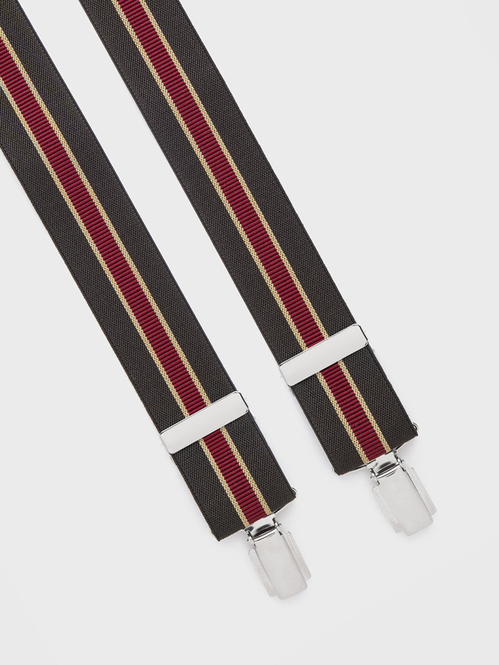 Green and Burgundy Stripe Braces Clip