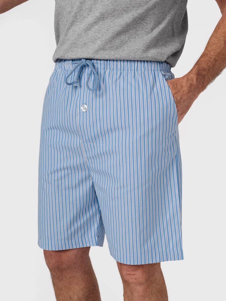 Mens Grey & Blue Short Sleeve T-Shirt & Pyjama Shorts Set