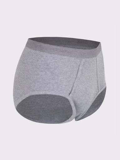 Knitted Cotton Briefs in Gray