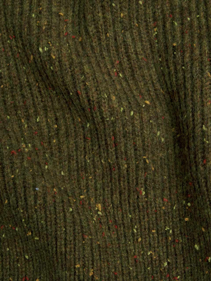 Mens Green Flecked Crew Neck Sweater Fabric Closeup