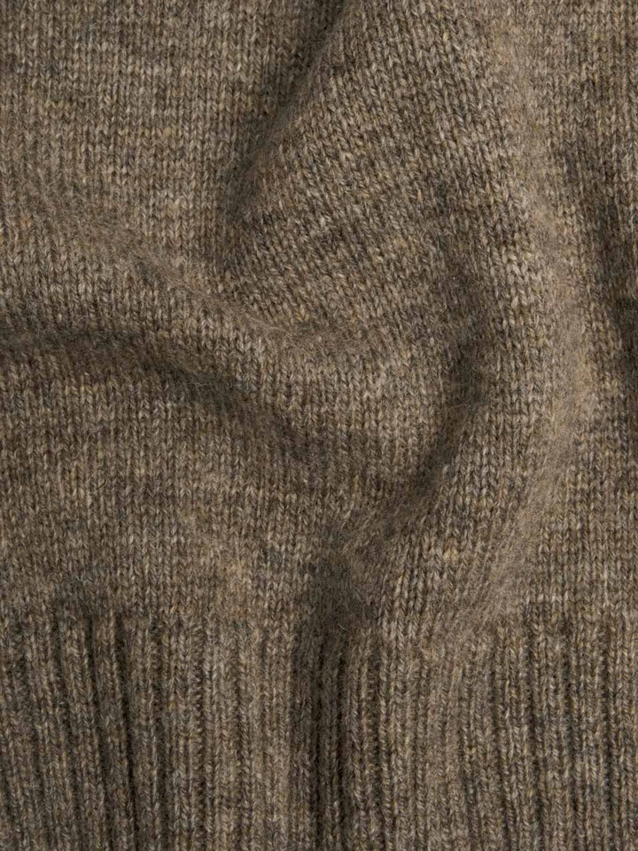 Mens Mushroom Brown Lambswool Roll Neck Sweater