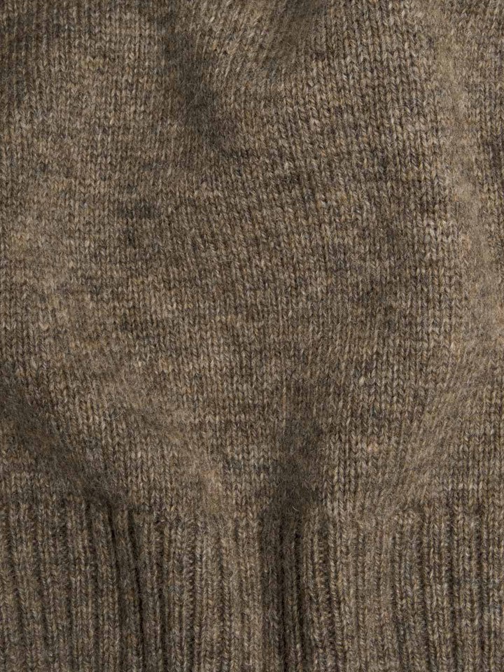 Mens Mushroom Brown Lambswool Roll Neck Sweater