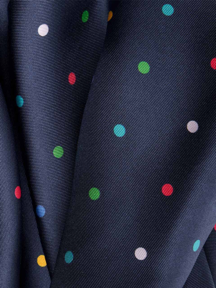Mens Navy & Multicolour Polka Dot Silk Scarf
