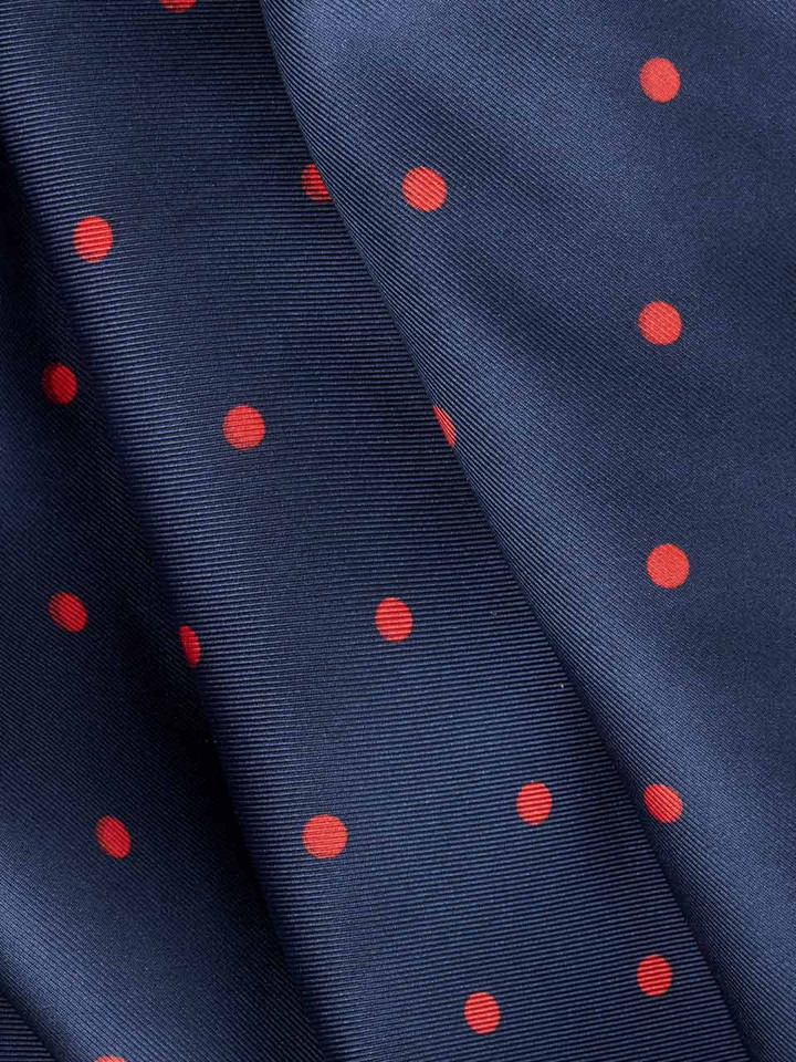 Mens Navy & Red Polka Dot Silk Scarf