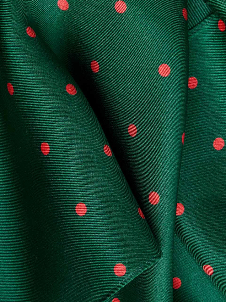 Mens Pine & Rust Polka Dot Silk Scarf Fabric Closeup