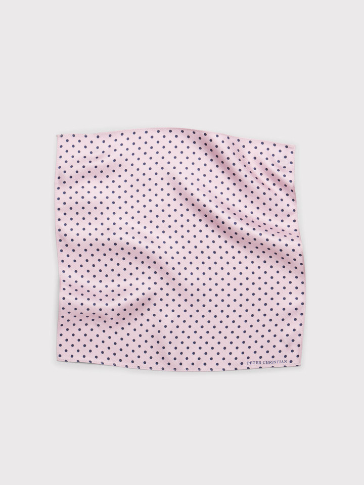 Mens Pink & Navy Polka Dot Silk Pocket Square