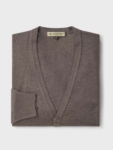 Mens Truffle Merino Cardigan Folded