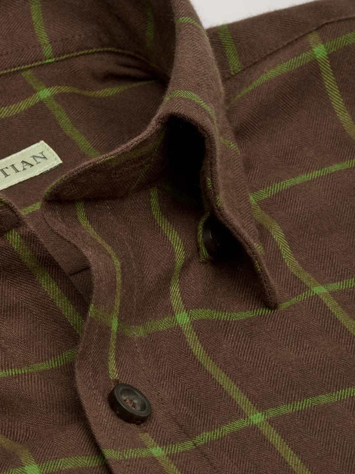 Mens Walnut Window Pane Check Shirt