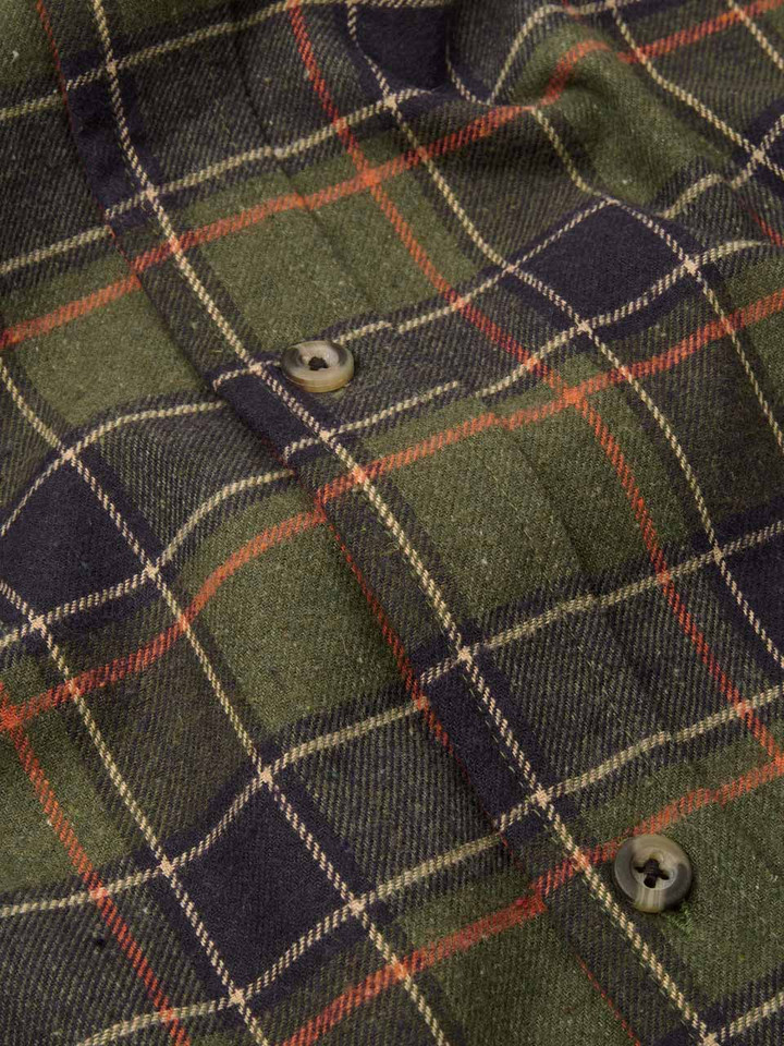Mens Green & Orange Brushed Check Shirt