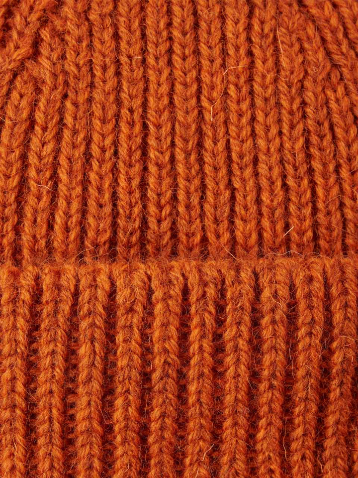 Mens Orange British Wool Beanie Hat