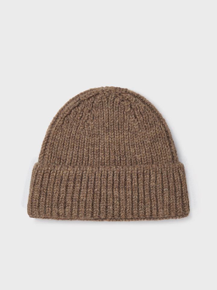 Mens Walnut Brown British Wool Beanie Hat