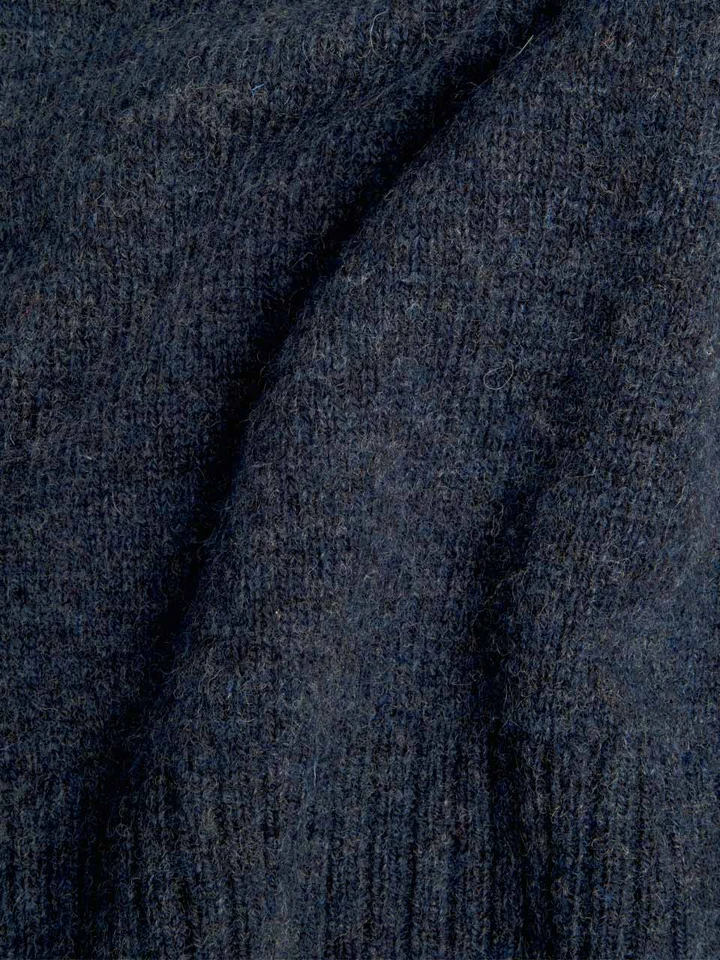 Mens Navy Blue Lambswool Roll Neck Sweater