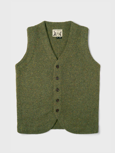 Men's Thyme Green Knitted Vest Front