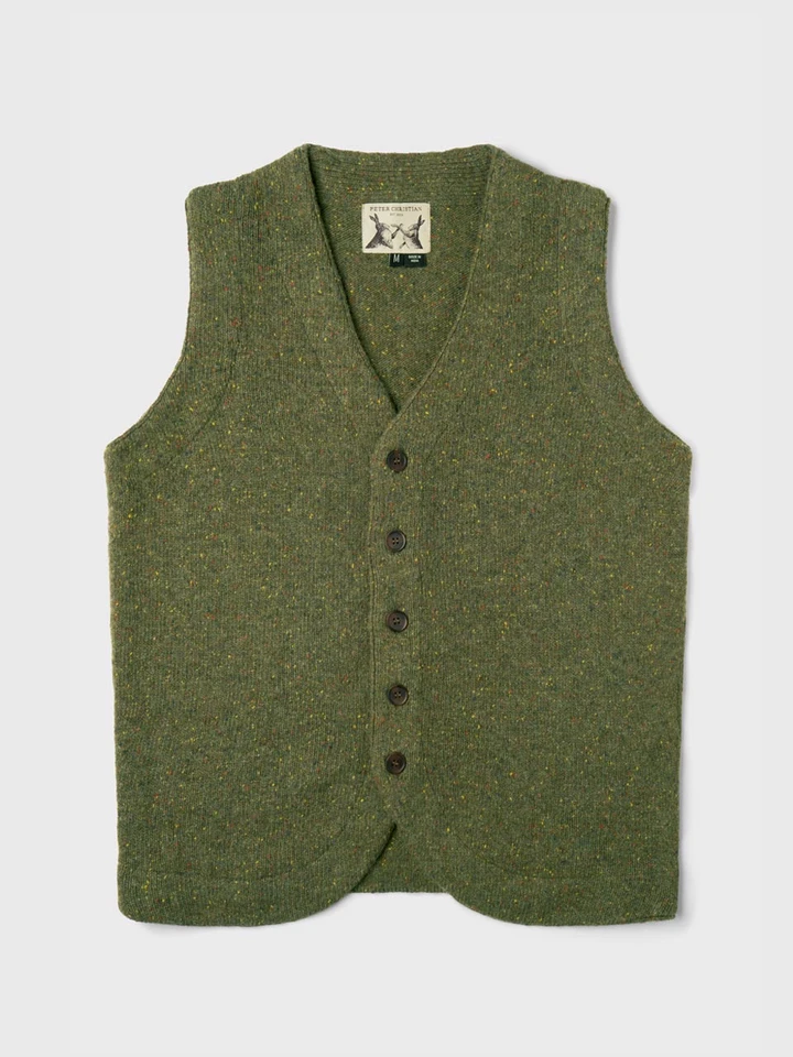 Men's Thyme Green Knitted Vest Front