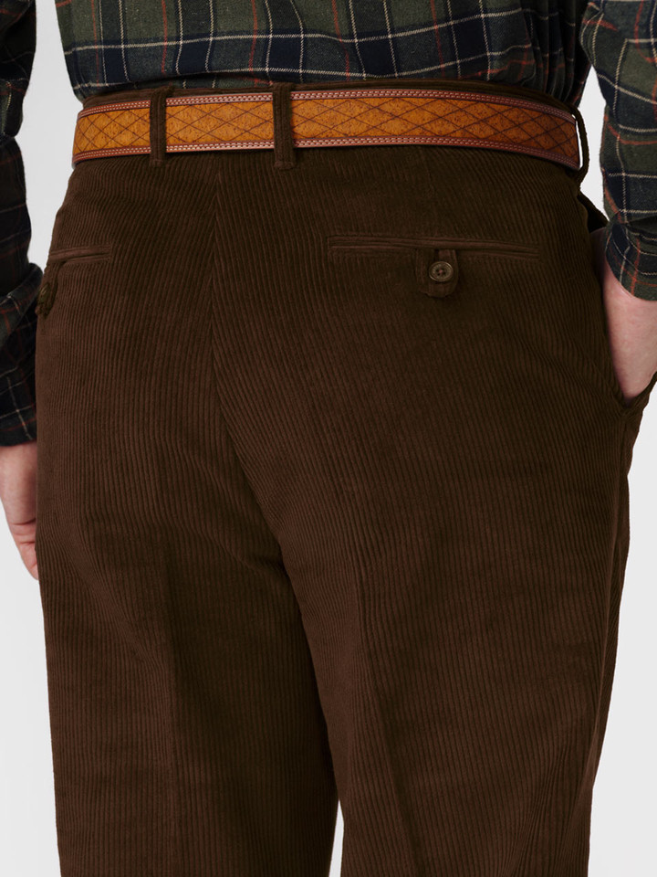 Conker Flat Front Corduroy Pants Back