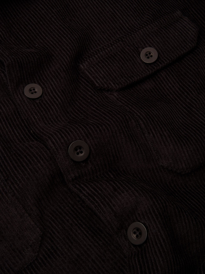 Mens Black Cord Shacket Fabric Closeup