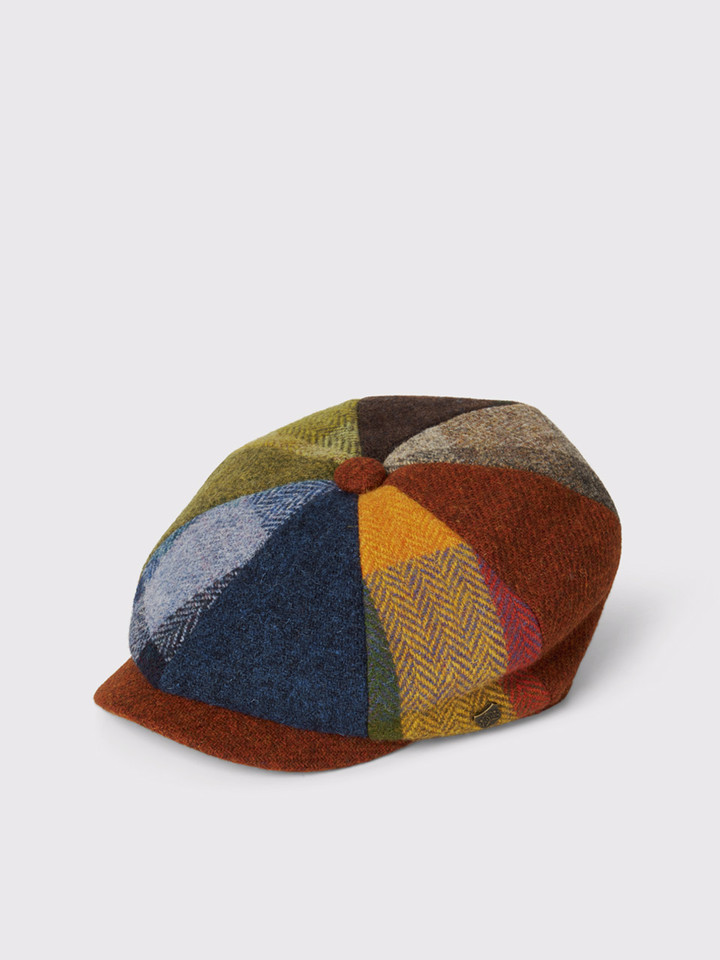 Mens Multicolored Harris Tweed® Baker Boy Cap
