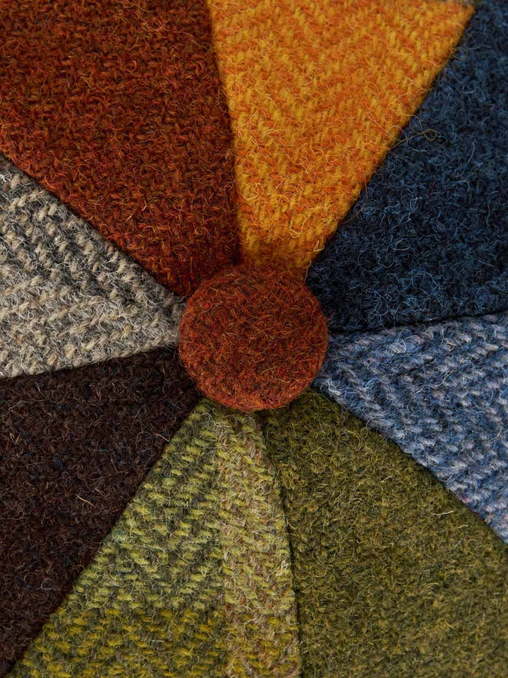 Mens Multicolored Harris Tweed® Baker Boy Cap