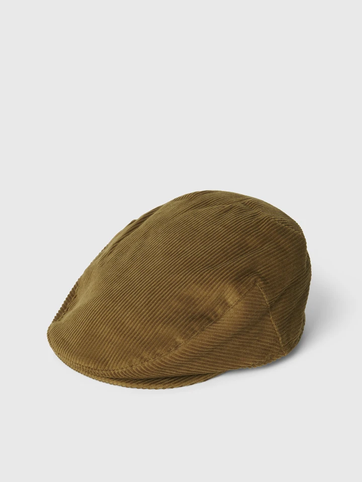 Mens Fawn Cord Flat Cap