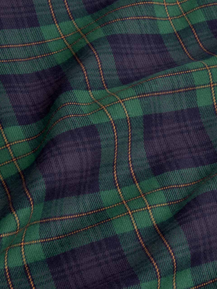 Men's Navy & Green Brushed Cotton Tartan Shirt