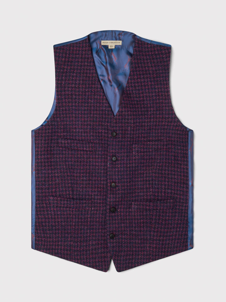 Mens Midnight Harris Tweed® Vest Front
