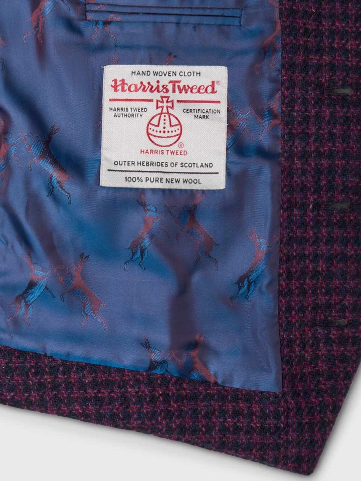 Mens Midnight Harris Tweed® Vest Label