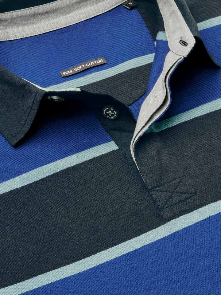 Mens Navy and Blue Striped Rugby