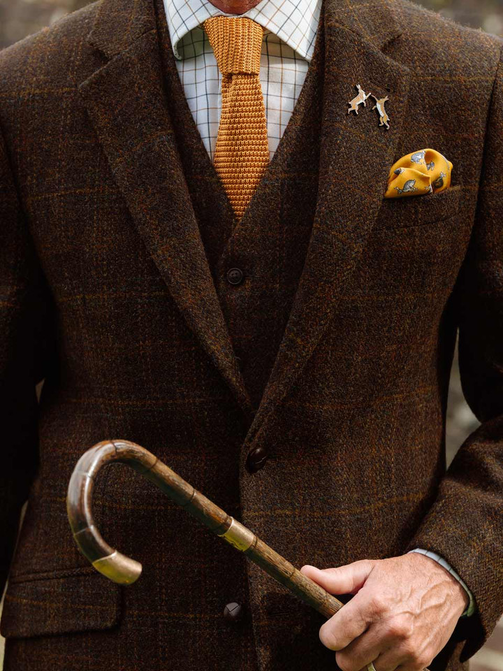 Mens Autumn Harris Tweed® 2 Piece Jacket & Vest on Model