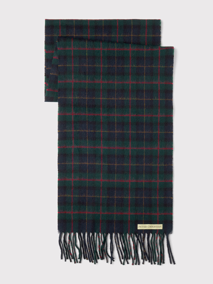 Navy Check 100% Lambswool Scarf