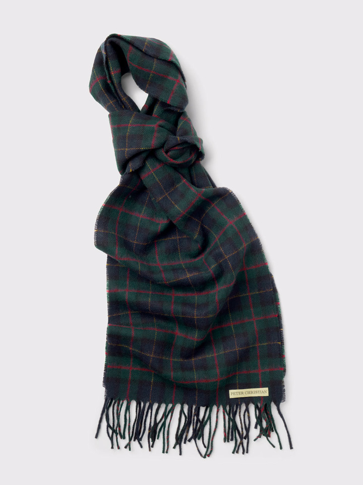 Navy Check 100% Lambswool Scarf