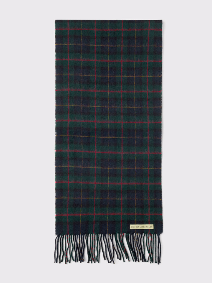 Navy Check 100% Lambswool Scarf
