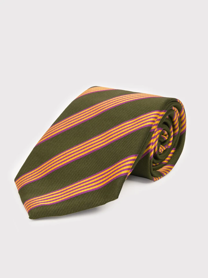 Green Striped Silk Tie
