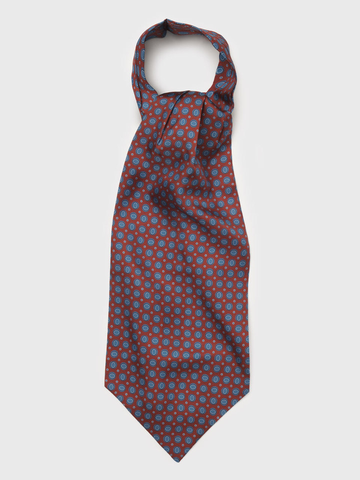 Rust & Blue Oval Pattern Silk Cravat