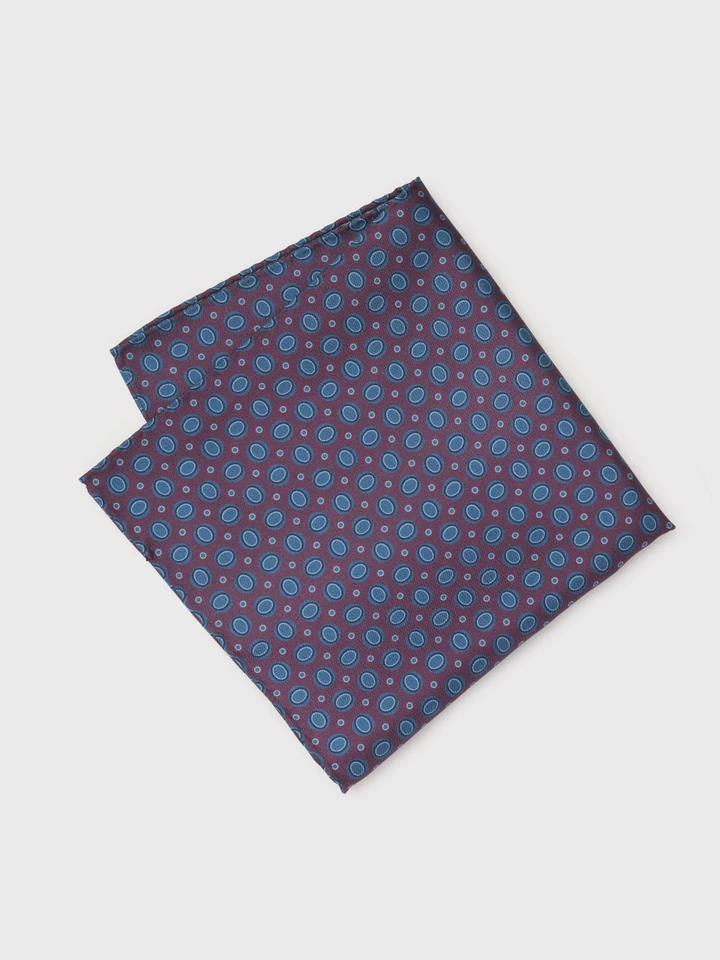 Purple & Blue Oval Pattern Silk Pocket Square
