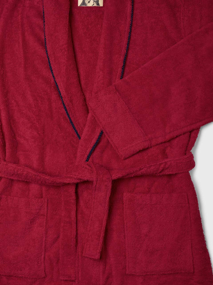 Mens Wine Towelling Dressing Robe Waist