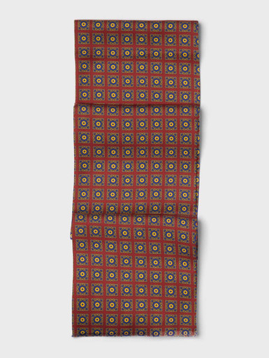 Sienna & Blue Medallion Silk Scarf Folded