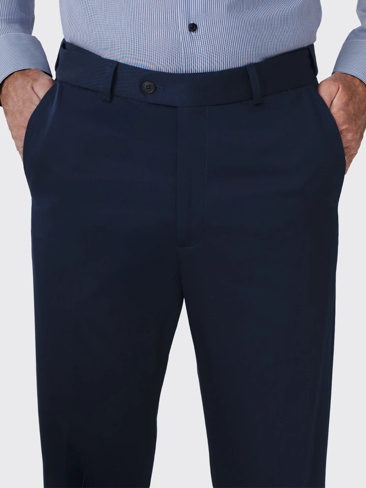 Mens Navy Slim Fit Elevated Chinos on Model
