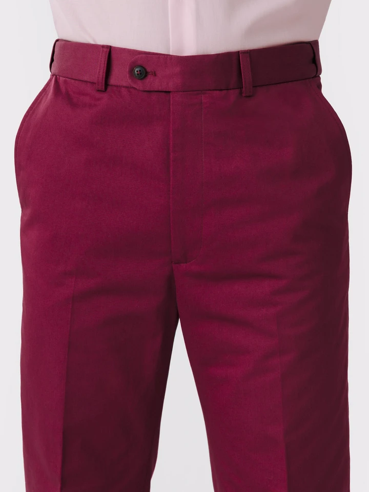 Mens Bordeaux ultimate Chinos on Model